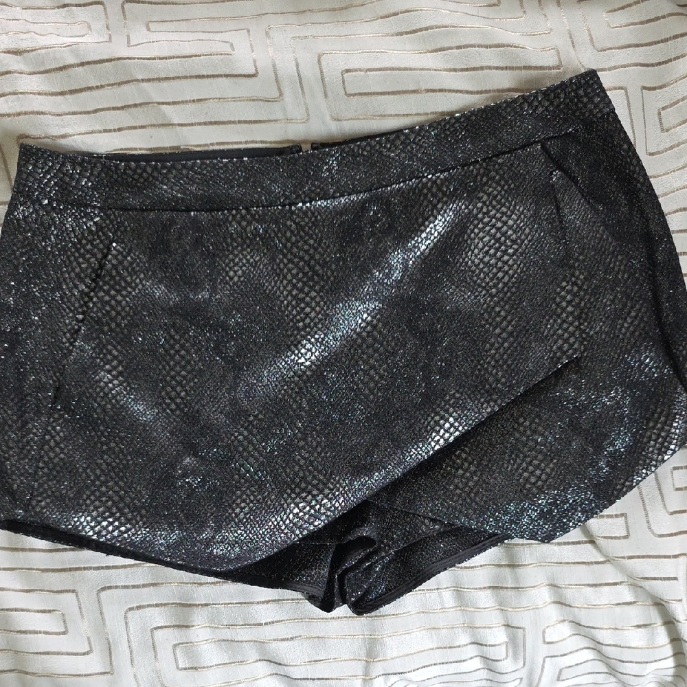 Express Black Skorts with Shiny Finish